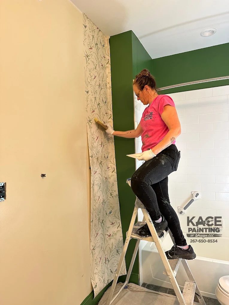 Kathy Cochran, owner of KACE Painting, on the job